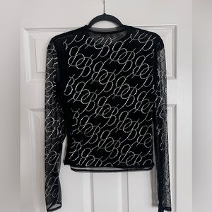 Blumarine crystal long sleeve top mesh